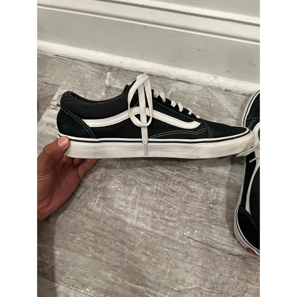 Vans Old Skool Men's 11 Black White Canvas Suede Low Top Skate Sneakers 507452